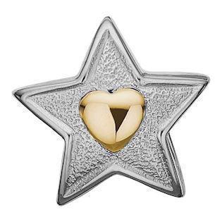 Christina Collect 925 Sterling Silver Dreaming Hearts Glittering star with small gold plated heart in the middle, model 630-S106